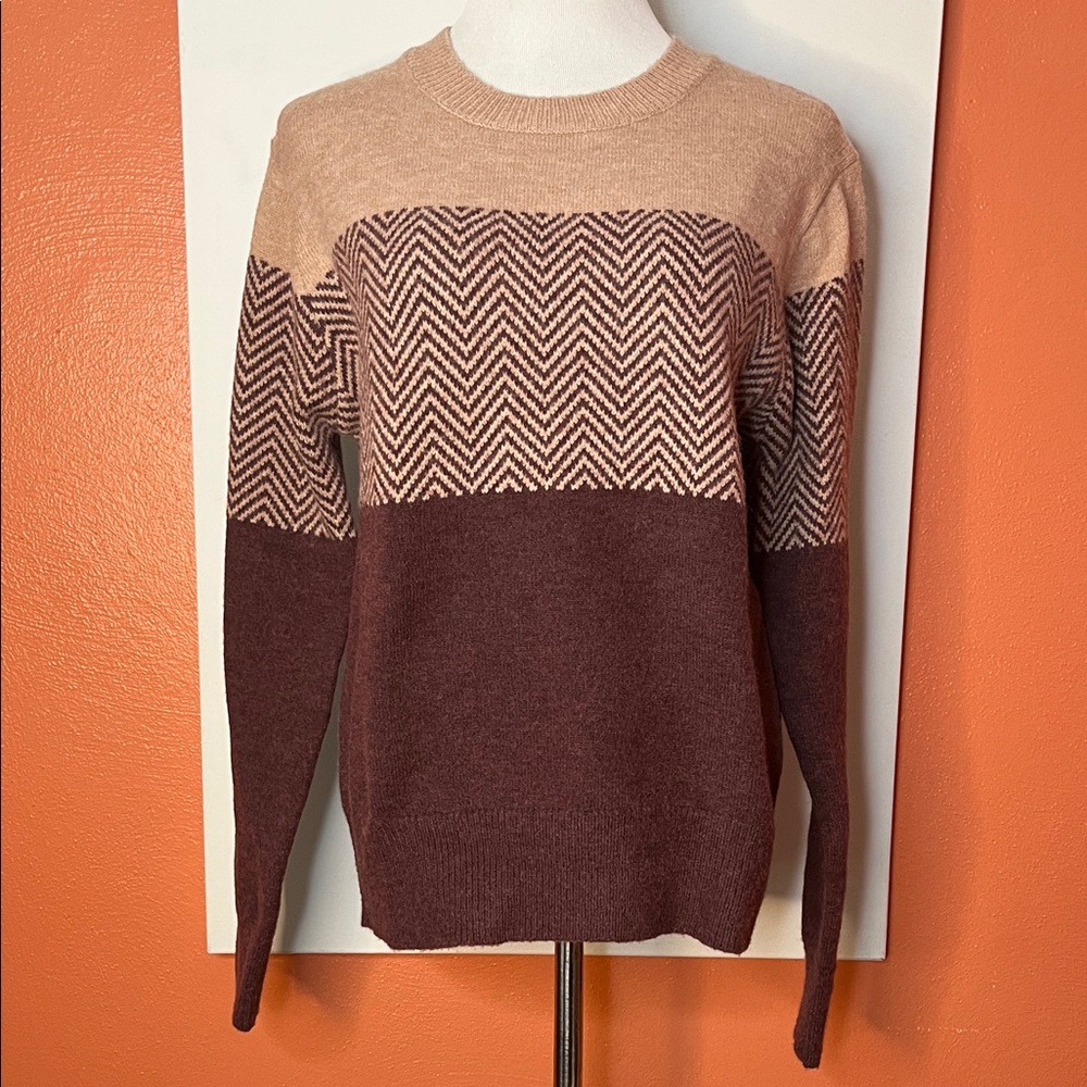 Chevron Pattern Sweater - Wine & Rose Pink